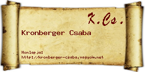 Kronberger Csaba névjegykártya